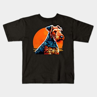 Sunset Airedale Terrier Kids T-Shirt